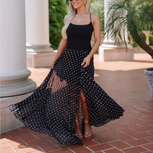 Black Maxi Dress with Polka Dots